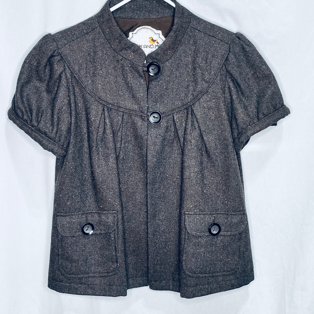 Nick and Mo Short Sleeve Brown Orange Jacket Blazer L